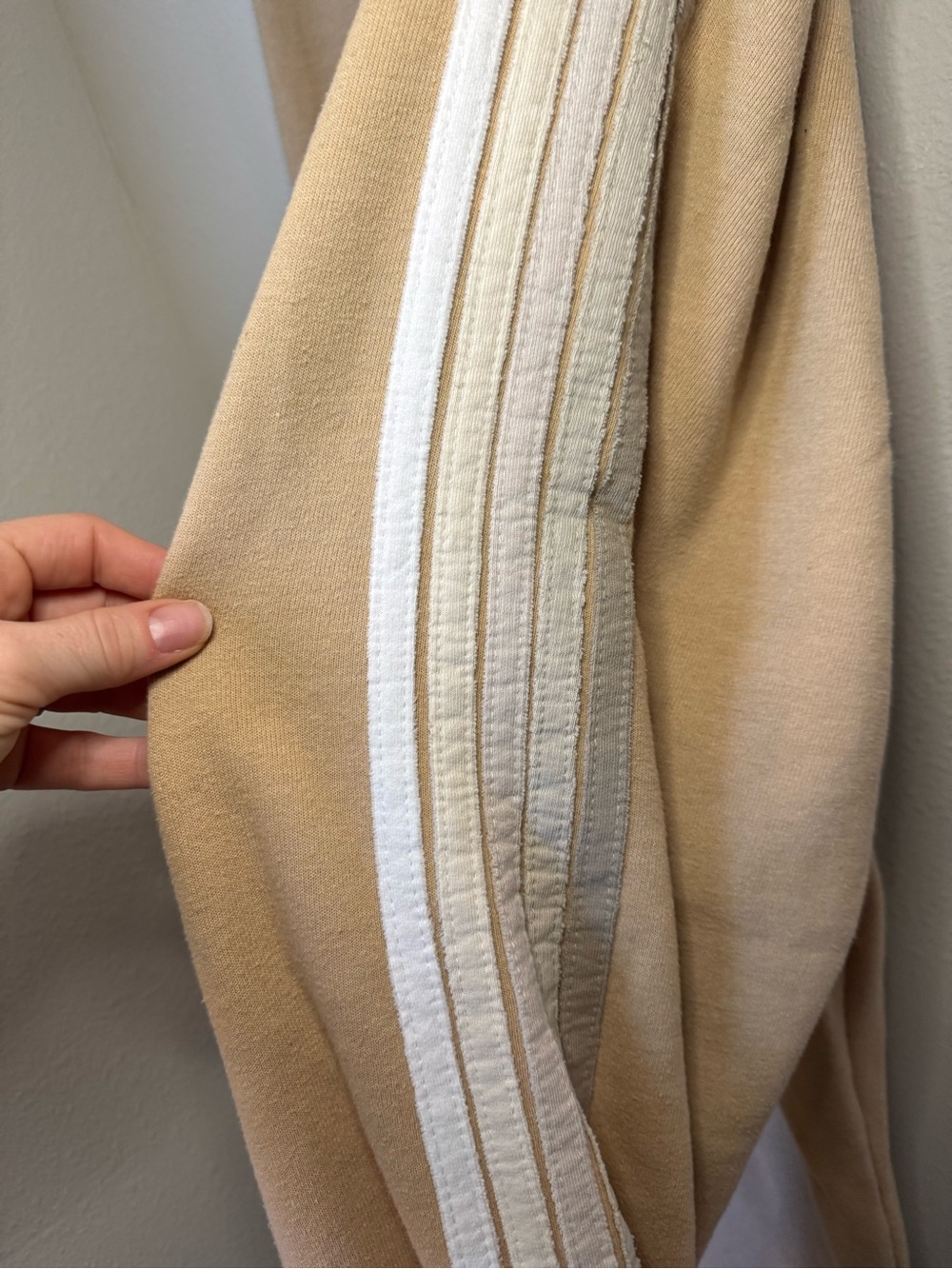 Aviator Nation 5 Stripe Sweatpants in a Sand Tan color - Picture 4 of 7